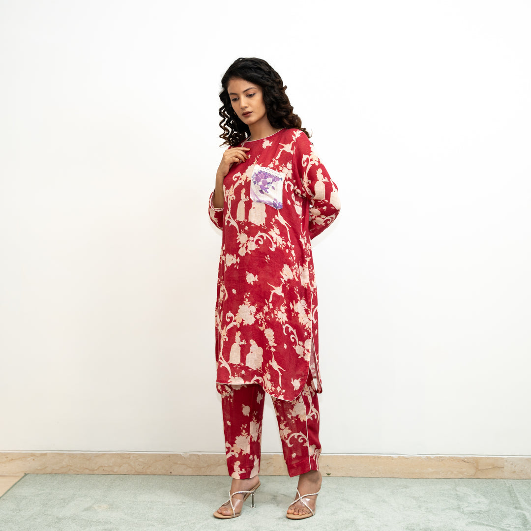 Laidback Lux Kurta Set - Red