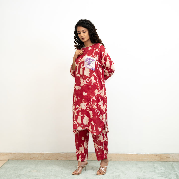 Laidback Lux Kurta Set - Red