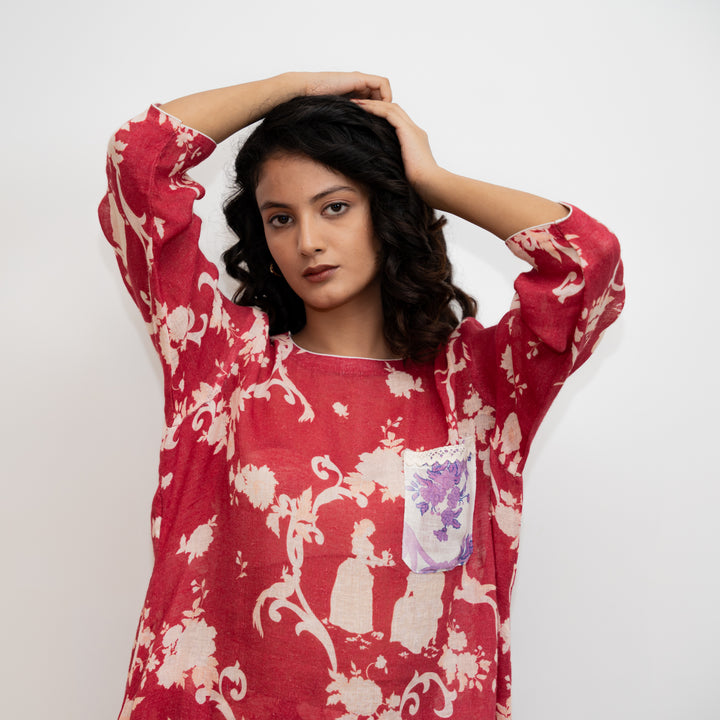 Laidback Lux Kurta Set - Red