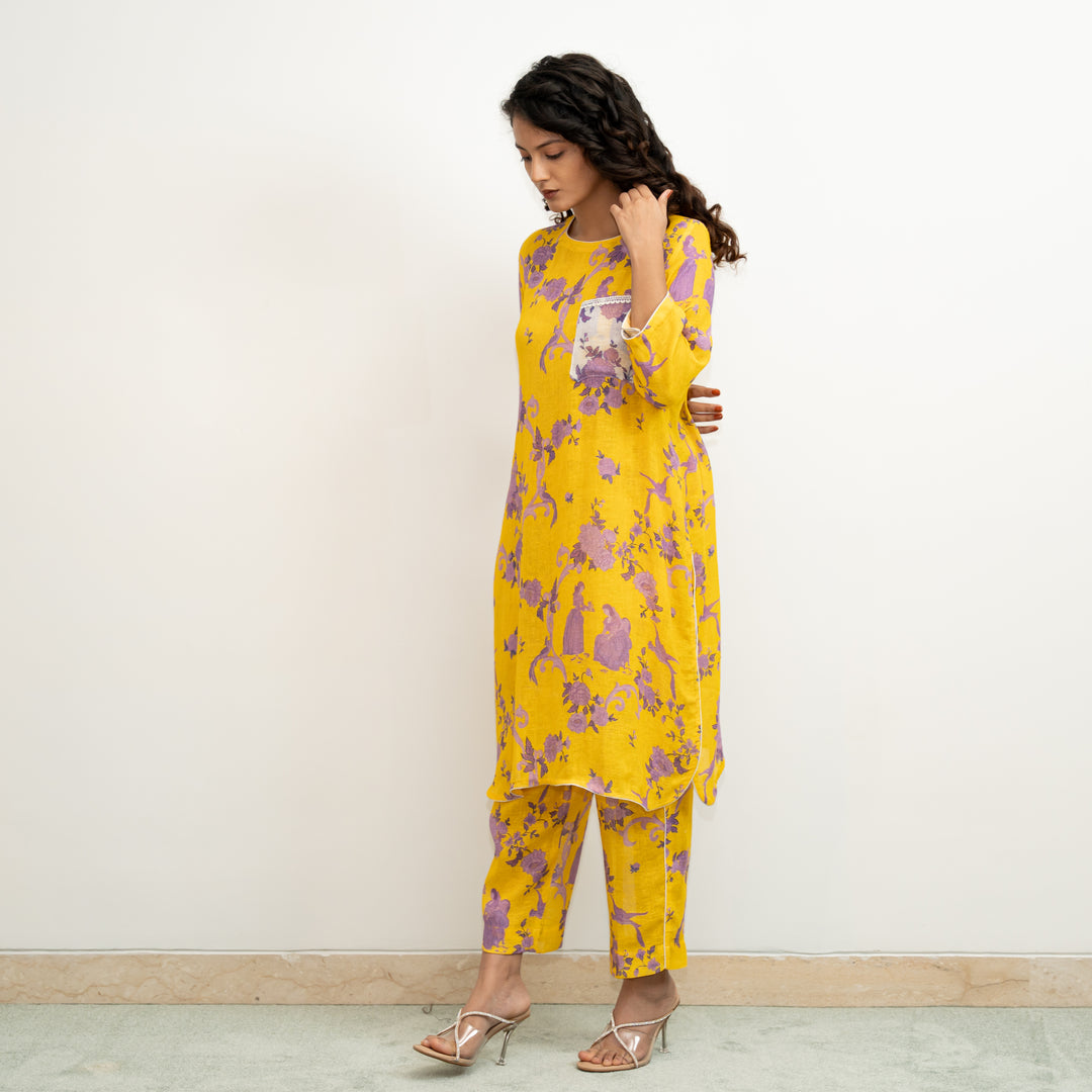 Laidback Lux Kurta Set  - Yellow